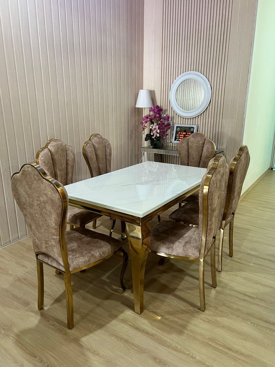 Mermaid Marble Dining Set home setting image