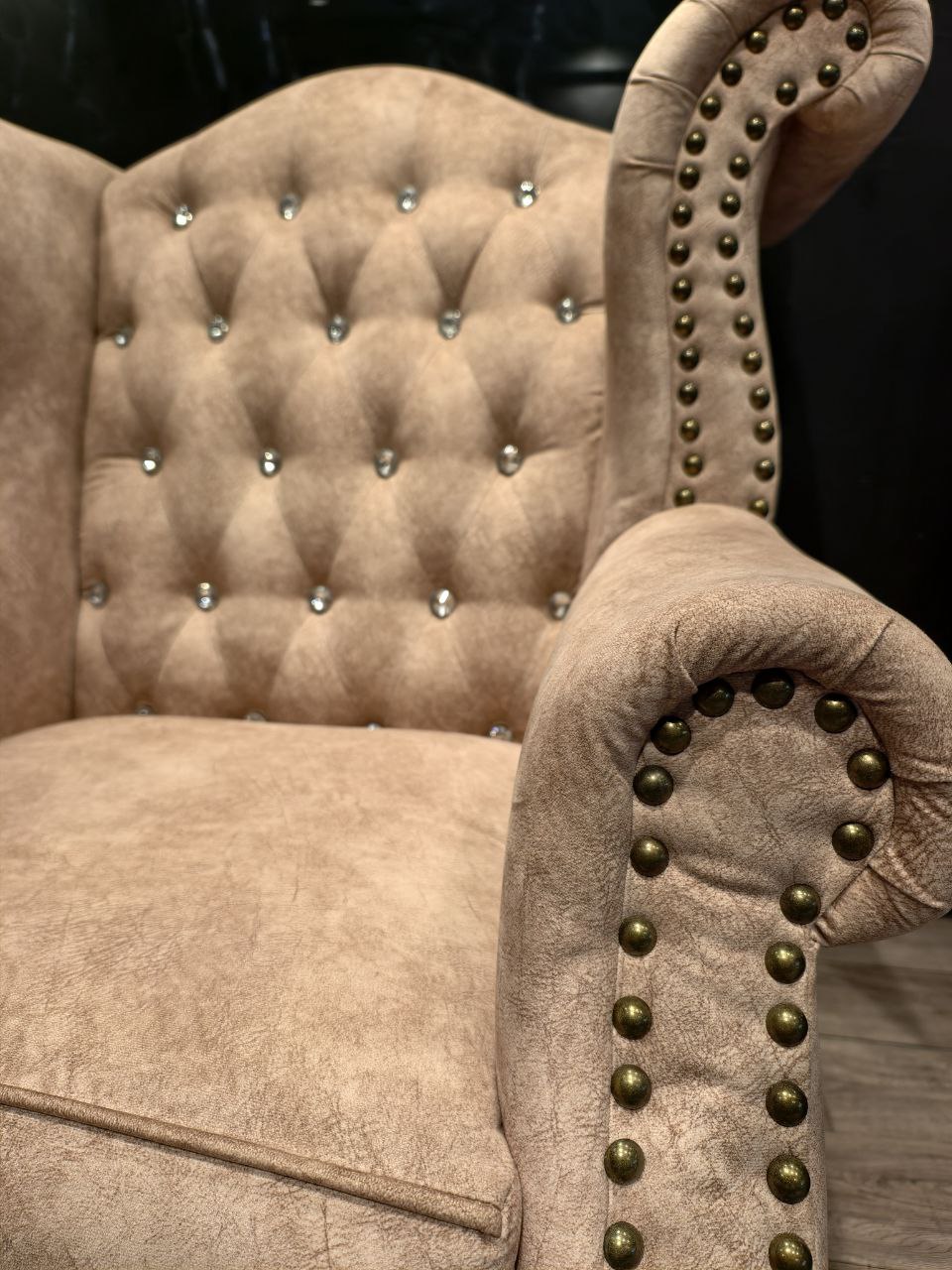 King Chesterfield Wing Chair angled room view