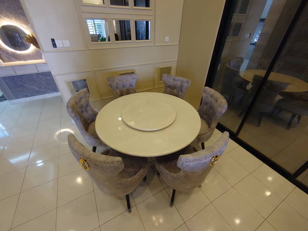 Butterfly Round Marble Dining Set alternate lifestyle view