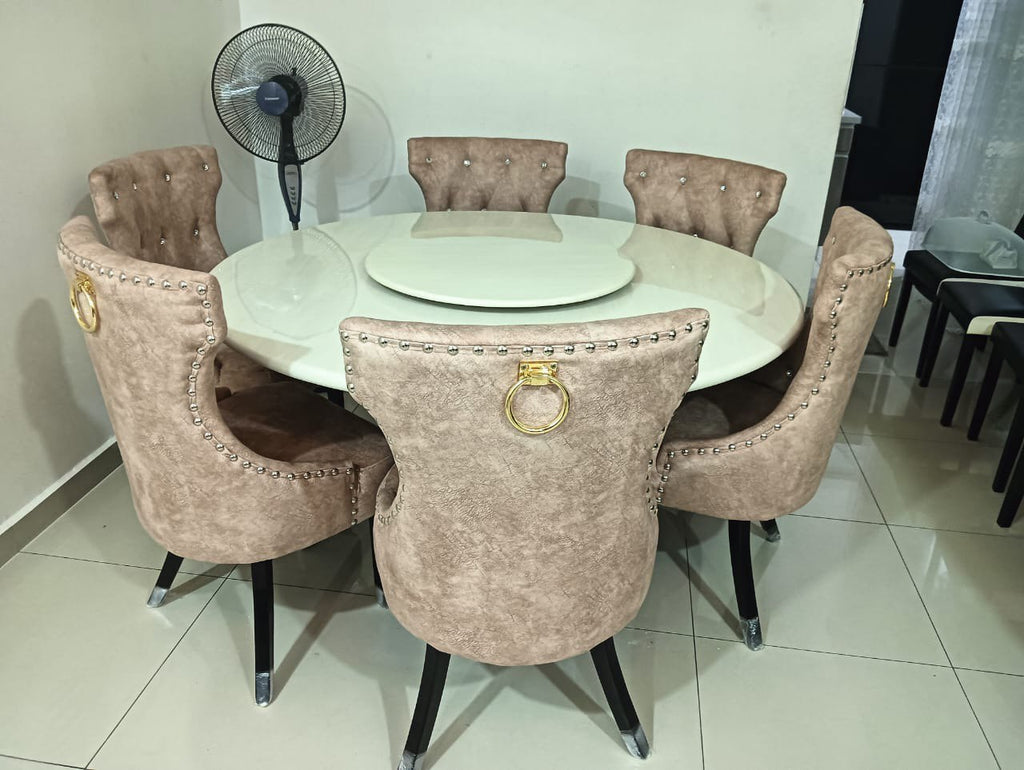 Butterfly Round Marble Dining Set gallery photo