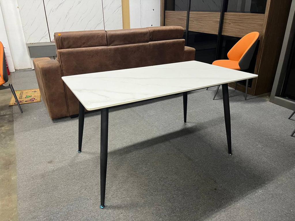 Ceramic Dining Table with Metal Legs living room view
