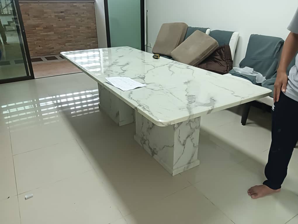 CT01 Full Marble Dining Table styled interior view