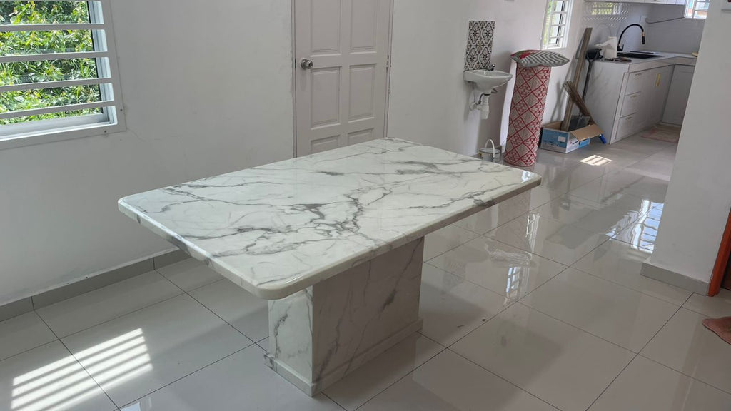 CT01 Full Marble Dining Table angled room view
