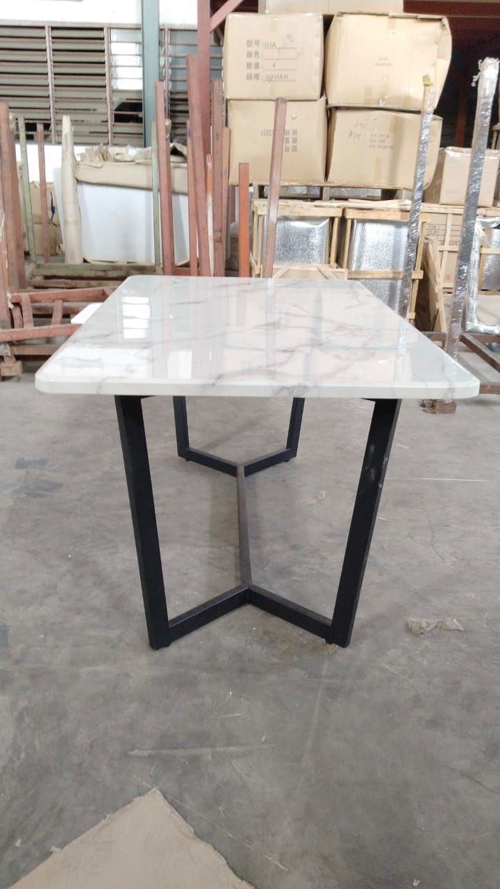 Y Metal Leg Marble Dining Table living room view