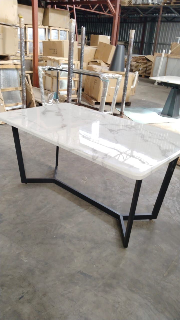 Y Metal Leg Marble Dining Table lifestyle image