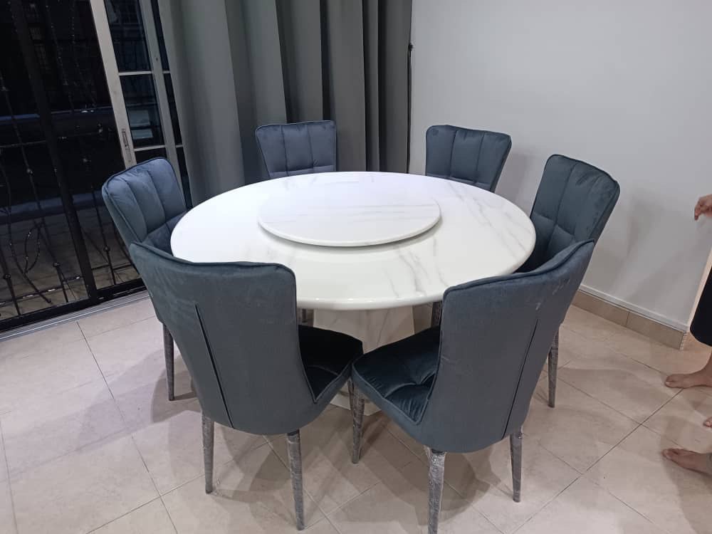 Round Marble Table with Hexagon Legs gallery photo