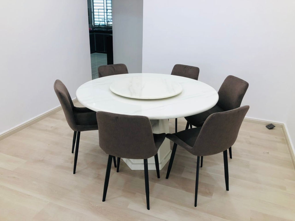 Round Marble Table with Hexagon Legs gallery photo