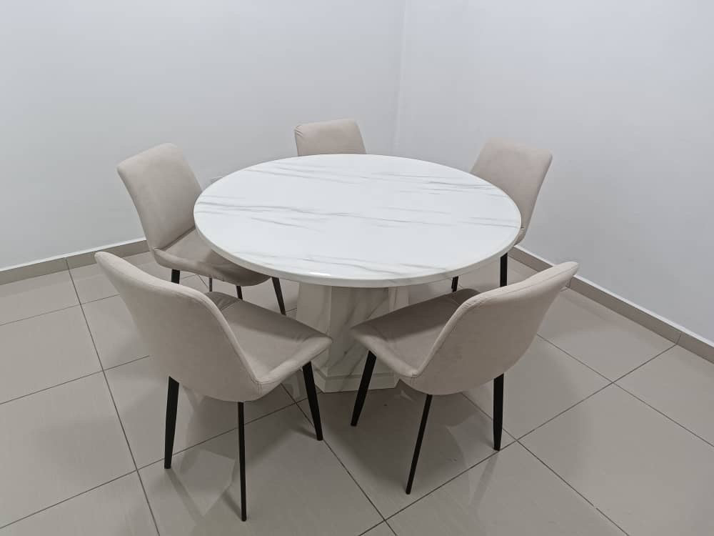 Round Marble Table with Hexagon Legs gallery photo