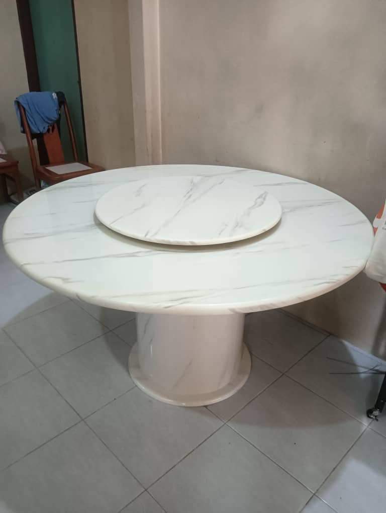 Round Marble Table with Round Leg alternate lifestyle view