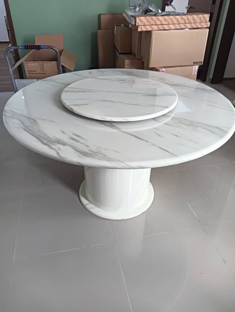 Round Marble Table with Round Leg home setting image