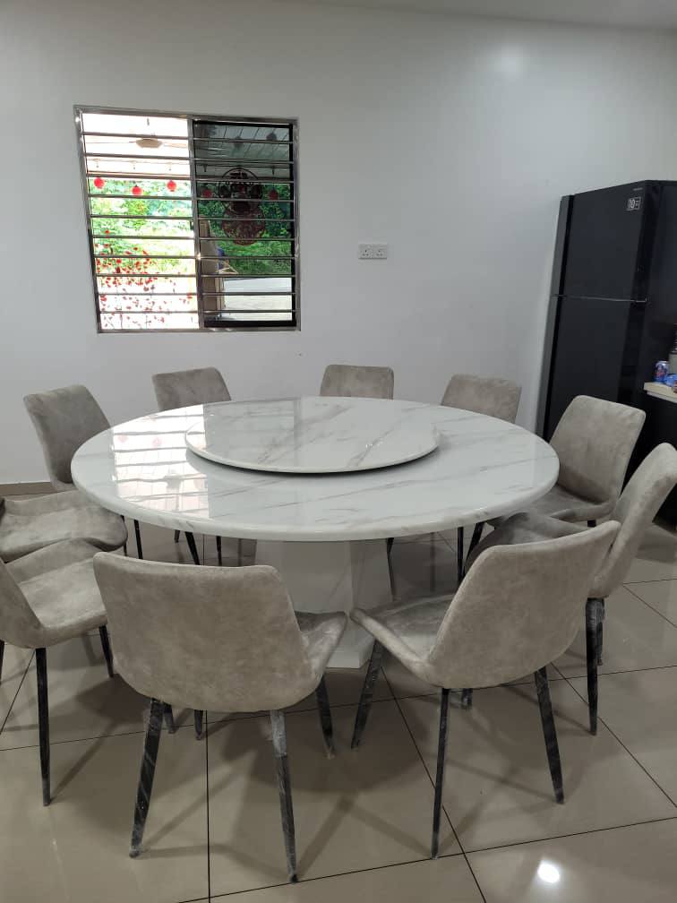 Round Marble Table with Hexagon Legs gallery photo