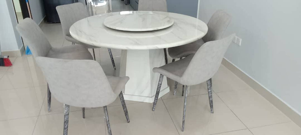 Round Marble Table with Hexagon Legs alternate lifestyle view