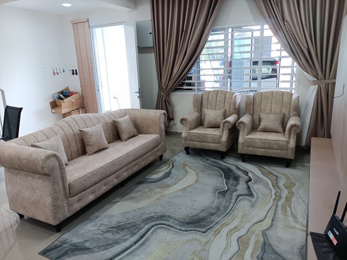 Royal Shell Sofa Set angled room view